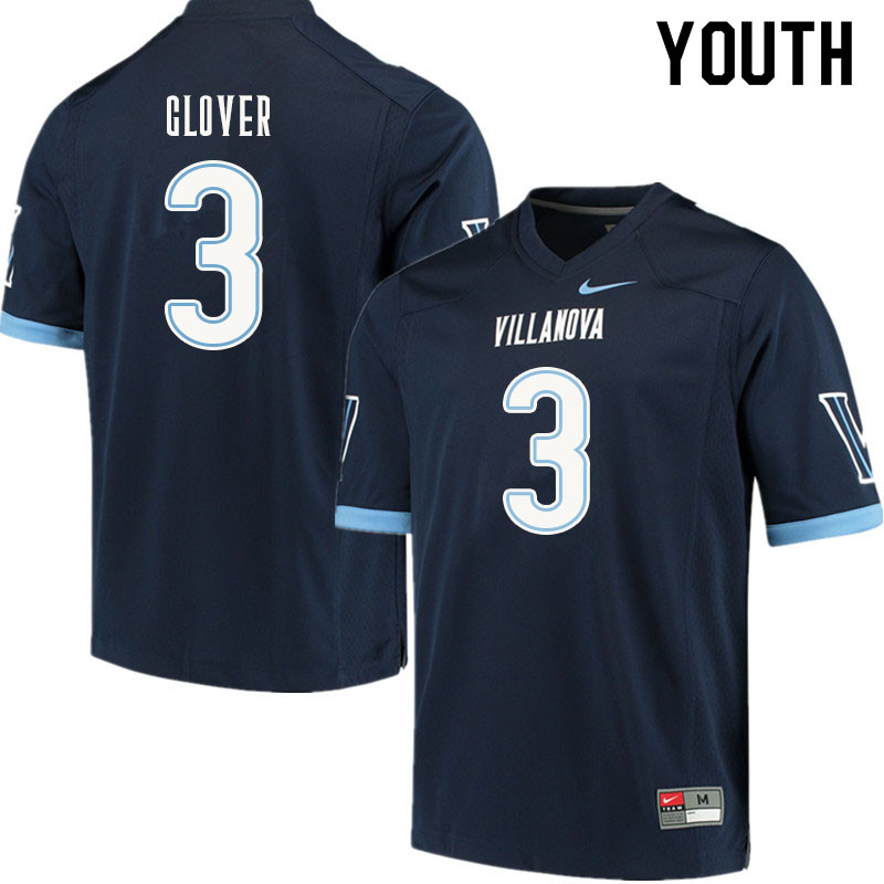 Youth #3 Elijah Glover Villanova Wildcats College Football Jerseys Sale-Navy - Click Image to Close